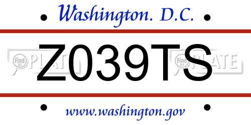 Z039TS District Of Columbia License Plate