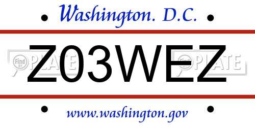 Z03WEZ District Of Columbia License Plate