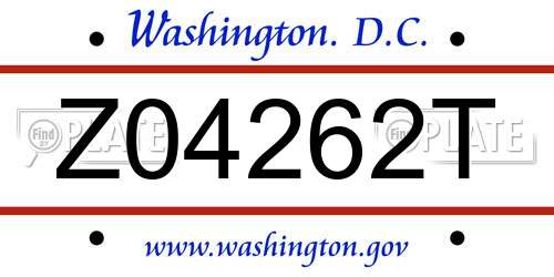 Z04262T District Of Columbia License Plate