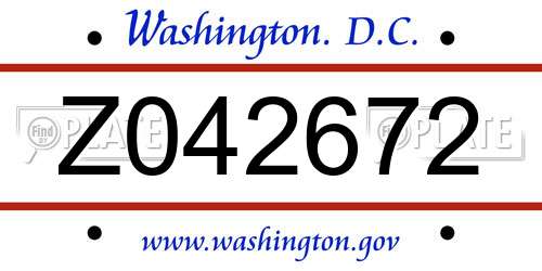 Z042672 District Of Columbia License Plate
