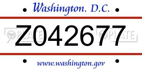 Z042677 District Of Columbia License Plate