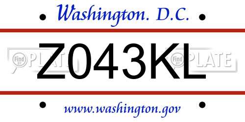 Z043KL District Of Columbia License Plate
