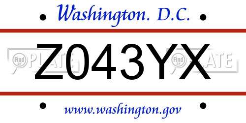 Z043YX District Of Columbia License Plate