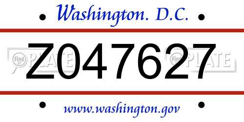 Z047627 District Of Columbia License Plate