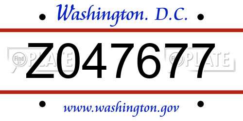 Z047677 District Of Columbia License Plate