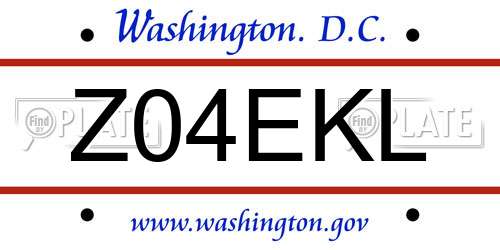 Z04EKL District Of Columbia License Plate