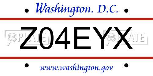 Z04EYX District Of Columbia License Plate