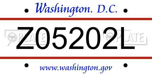 Z05202L District Of Columbia License Plate