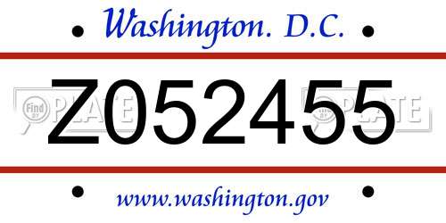 Z052455 District Of Columbia License Plate