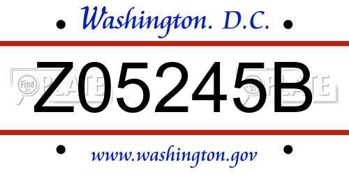 Z05245B District Of Columbia License Plate