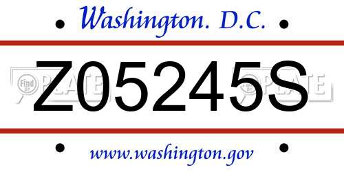 Z05245S District Of Columbia License Plate
