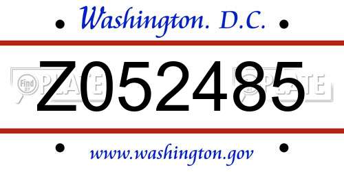 Z052485 District Of Columbia License Plate
