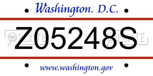 Z05248S District Of Columbia License Plate