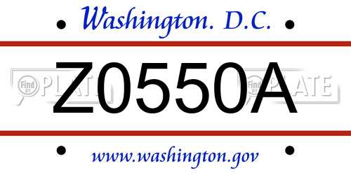 Z0550A District Of Columbia License Plate