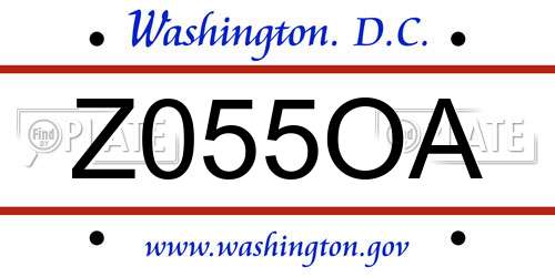 Z055OA District Of Columbia License Plate