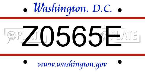Z0565E District Of Columbia License Plate