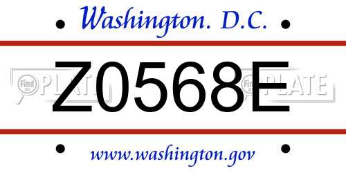 Z0568E District Of Columbia License Plate
