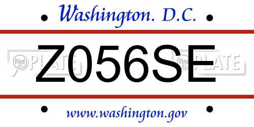 Z056SE District Of Columbia License Plate