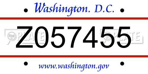 Z057455 District Of Columbia License Plate