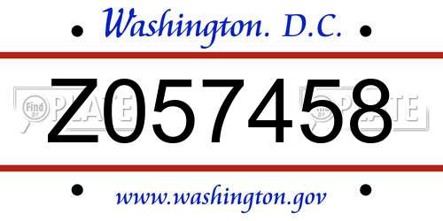 Z057458 District Of Columbia License Plate