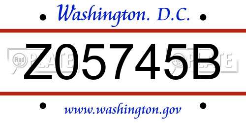 Z05745B District Of Columbia License Plate