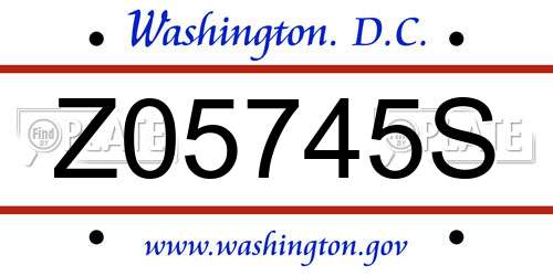 Z05745S District Of Columbia License Plate