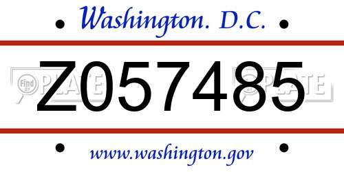 Z057485 District Of Columbia License Plate