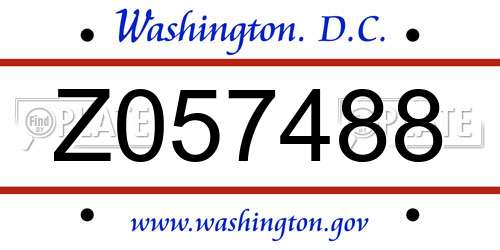 Z057488 District Of Columbia License Plate