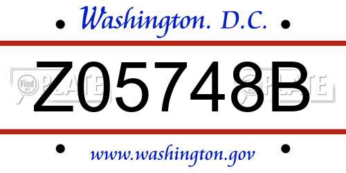 Z05748B District Of Columbia License Plate