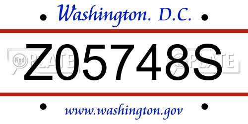 Z05748S District Of Columbia License Plate