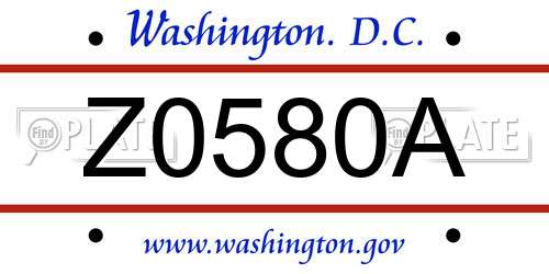 Z0580A District Of Columbia License Plate