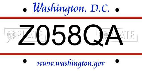Z058QA District Of Columbia License Plate