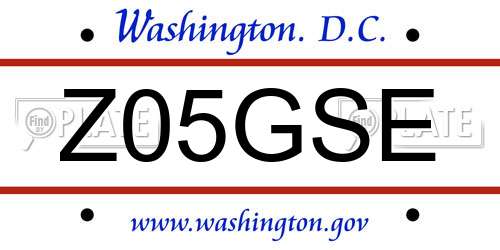 Z05GSE District Of Columbia License Plate