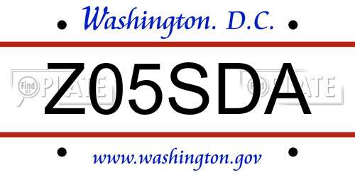 Z05SDA District Of Columbia License Plate