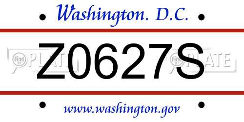 Z0627S District Of Columbia License Plate