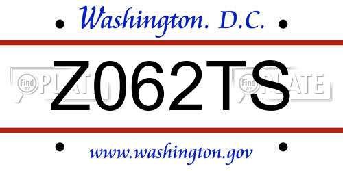 Z062TS District Of Columbia License Plate