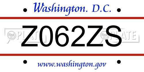 Z062ZS District Of Columbia License Plate