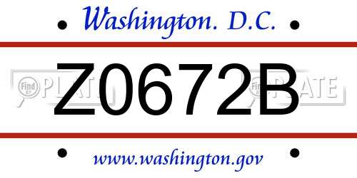 Z0672B District Of Columbia License Plate