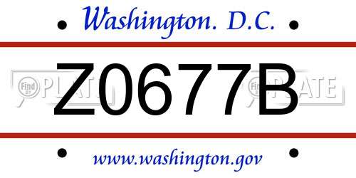 Z0677B District Of Columbia License Plate