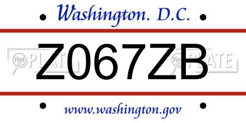 Z067ZB District Of Columbia License Plate