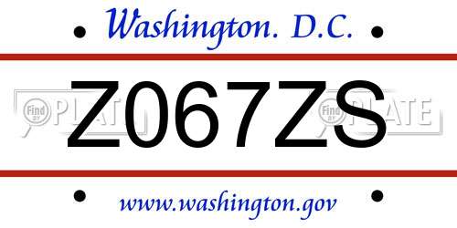 Z067ZS District Of Columbia License Plate