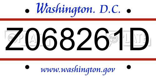 Z068261D District Of Columbia License Plate