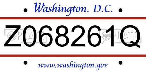 Z068261Q District Of Columbia License Plate