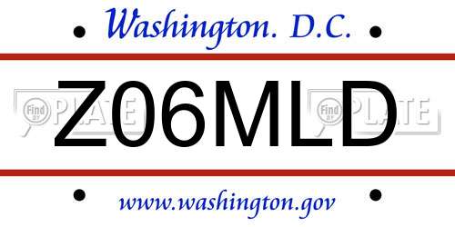 Z06MLD District Of Columbia License Plate