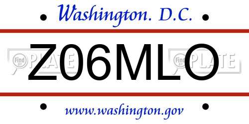 Z06MLO District Of Columbia License Plate