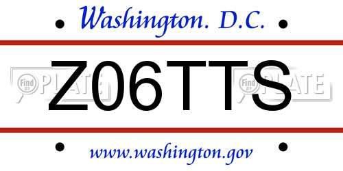 Z06TTS District Of Columbia License Plate
