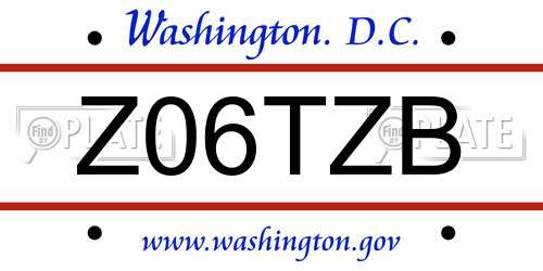 Z06TZB District Of Columbia License Plate