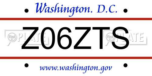 Z06ZTS District Of Columbia License Plate