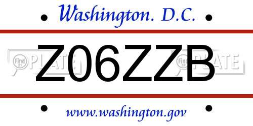 Z06ZZB District Of Columbia License Plate