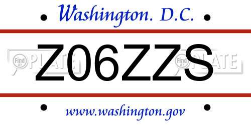 Z06ZZS District Of Columbia License Plate
